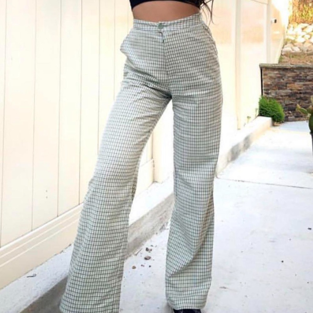 Brandy Melville Green Tilden Plaid Pants